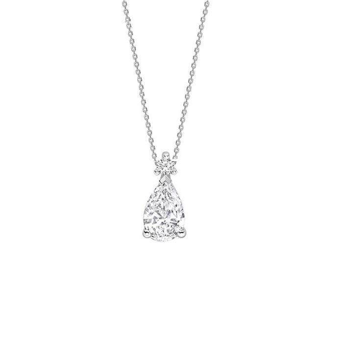Colgantes joya oro blanco 18K con Diamante en con forma perilla - CR 9 OB